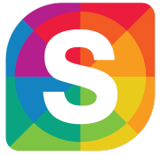 The letter S placed on a background full of colors, all the colours of the rainbow